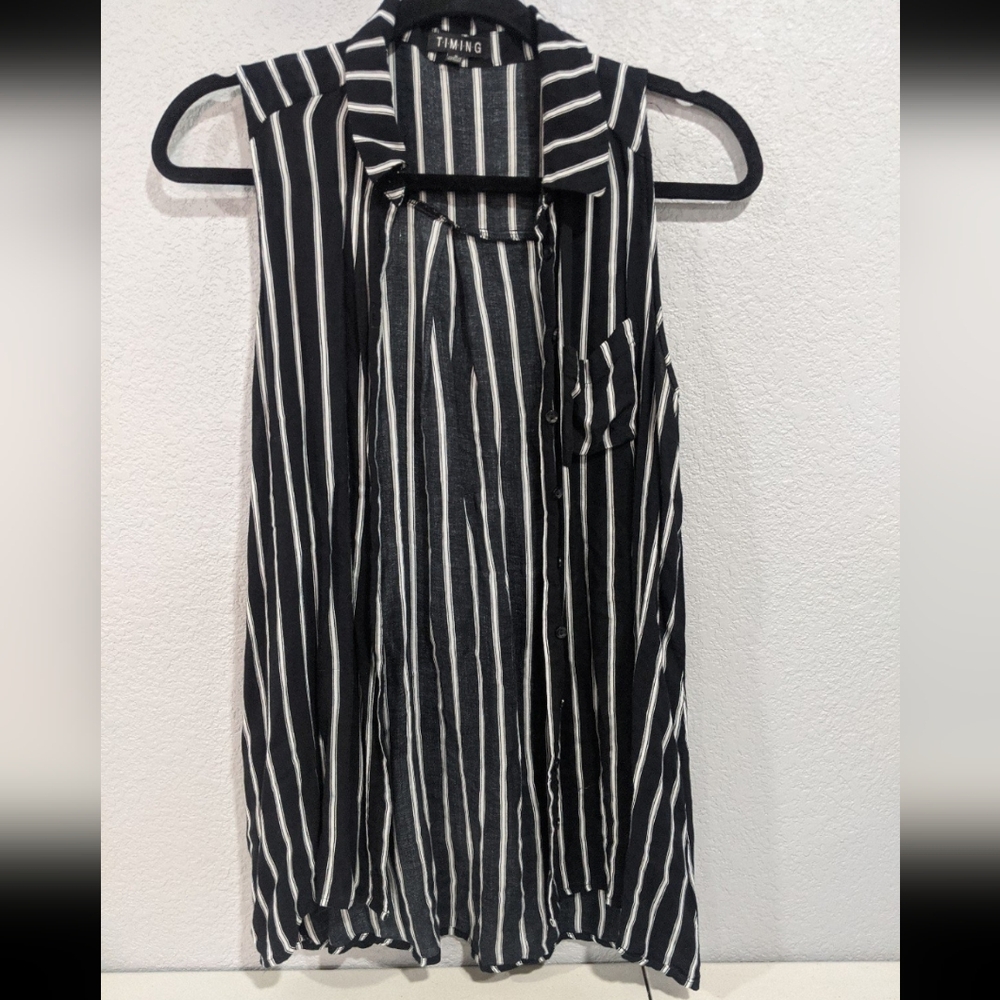 Vintage Retro Black Stripped Blouse Top Costume Swimsuit Coverup Emo